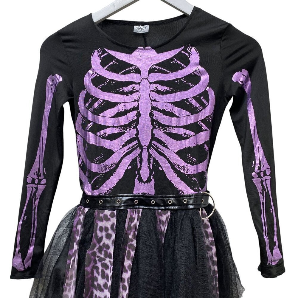 SPIRIT Halloween Dress Girls Medium  Punk Skeleton Witch Costume Dress Only - Picture 3 of 11